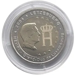 Rabatt 2 Euro Luxemburg 2004 Henri Bankfrisch in Münzkapsel