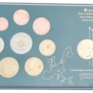 Jetzt Bestellen Luxemburg Euro - Ländersatz 3,88 Euro Kursmünzensatz Bankfrisch mit 5 Francs Münze vergoldet