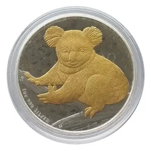 Bestseller Australien 1 Oz Silber Koala 2009 vergoldet Gilded in Münzkapsel
