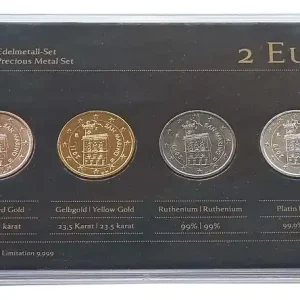 Online Kaufen San Marino 4 x 2 Euro Regierungspalast Prestige Edelmetall - Set Rotgold, Gold, Ruthenium u. Platin