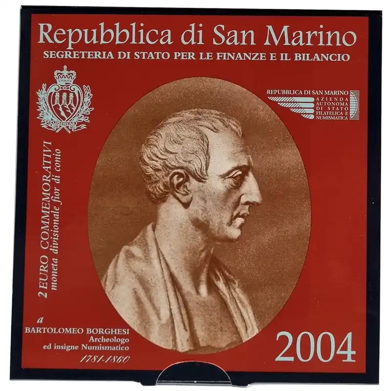 Letzte Chance San Marino 2 Euro Gedenkmünze Bartolomeo Borghesi 2004 im Blister