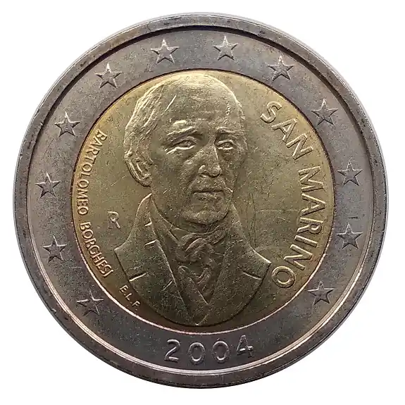 San Marino 2 Euro Gedenkmünze Bartolomeo Borghesi 2004 in Münzkapsel Geprüft