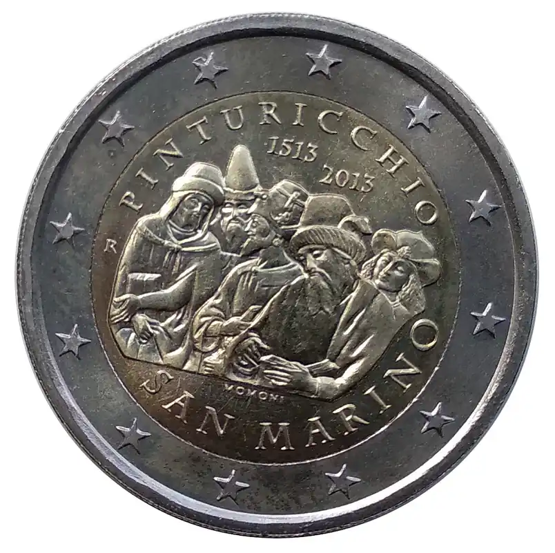San Marino 2 Euro Gedenkmünze 500. Todestag Pinturicchio 2013 in Münzkapsel Geld-Zurück-Garantie