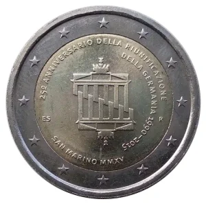 San Marino 2 Euro Gedenkmünze 25 Jahre Wiedervereinigung Deutschland 2015 in Münzkapsel Top-Angebot