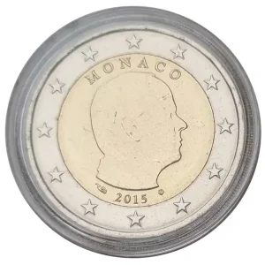 Mega-Angebot Monaco 2 Euro Gedenkmünze - Fürst Albert II 2015 Bankfrisch in Münzkapsel
