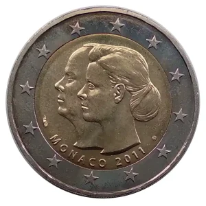 Monaco 2 Euro Gedenkmünze Hochzeit Fürst Albert II & Charlene 2011 Bankfrisch in Münzkapsel Billig