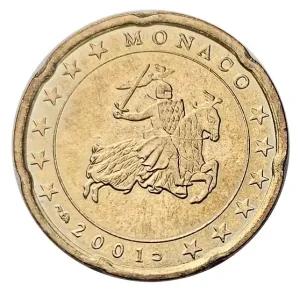 Monaco 20 Cent Kursmünze - Gedenkmünze 2001 Begrenztes Angebot
