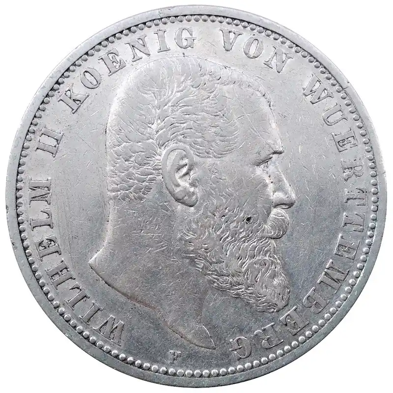 Deutsches Kaiserreich 5 Mark Silber Wilhelm II König von Württemberg 1902 F Neue Ware