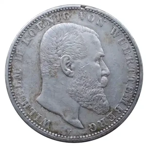 Deutsches Kaiserreich 5 Mark Silber Wilhelm II König von Württemberg 1907 F Geld-Zurück-Garantie