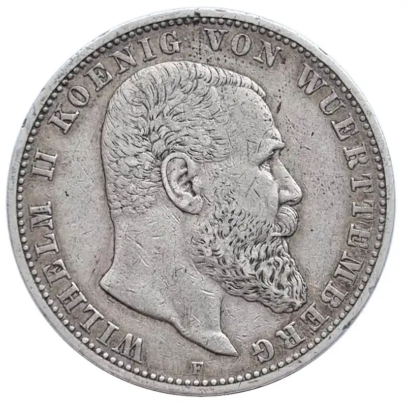 Limited Edition Deutsches Kaiserreich 5 Mark Silber Wilhelm II König von Württemberg 1904 F