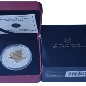 Kanada 1 Oz Silber Maple Leaf 2008 vergoldet (Gilded) Stempelglanz Gratis Versand
