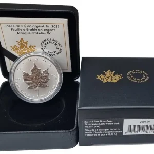 Kanada 1 Oz Silber Maple Leaf 2021 - Mint Mark W Stempelglanz Ausverkauf