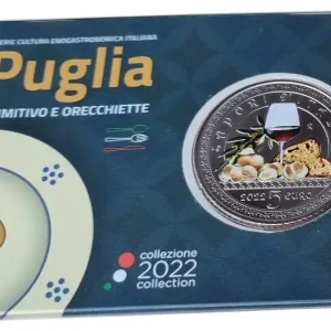 Italien 5 Euro Puglia Orecchiette 2022 in Coincard - Italiens Küchen - und Weinkultur Neu Im Sortiment