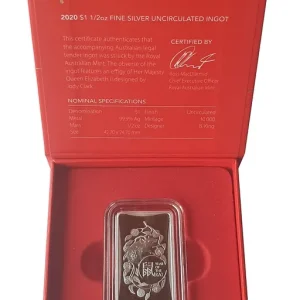 1/2 Oz Silberbarren Lunar Ratte Australien 2020 im Etui Letzte Chance