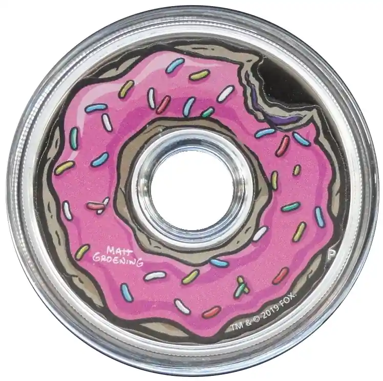 Neuheit Tuvalu 1 Oz Silber Simpson Donut 2019 Polierte Platte