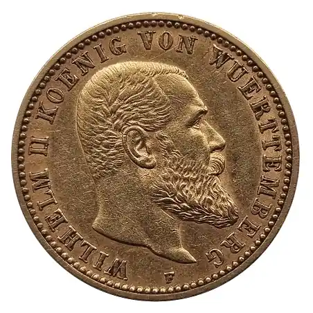 Premium Deutsches Kaiserreich Goldmünze 10 Goldmark 1998 Wilhelm II König von Württemberg F