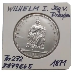 Königreich Preussen 1 Taler Silber 1871 Siegestaler A König Wilhelm I. Limited Edition
