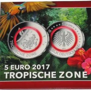 Mengenrabatt SONDERANGEBOT ! BRD: 5 x 5 Euro Tropische Zone 2017 ADFGJ Stempelglanz im Blister
