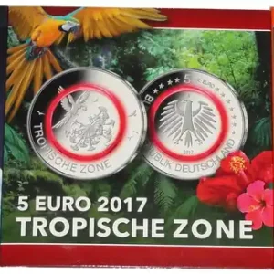 Neu Im Sortiment Sonderangebot ! 5 x 5 Euro Blauer Planet 2016, Tropische Zone 2017, Subtropische Zone 2018 STGL ADFG