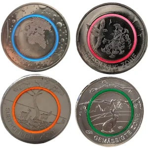 Garantierte Lieferung 5 € Blauer Planet 2016, 5 € Tropische Zone 2017, 5 € Subtropische Zone 2018, 5 € Gemäßigte Zone 2019