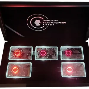 BRD: 5 x 5 Euro Tropische Zone ADFGJ 2017 mit Münzbarren in LED - Leuchtetui Schnäppchen