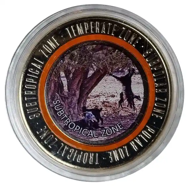 Heute Kaufen Gedenkprägung Subtropische Zone 2018 Ziegen in Farbe mit Polymerring in Orange