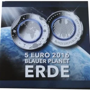 SONDERANGEBOT ! Blister mit 5 x 5 Euro Blauer Planet Erde 2016 ADFGJ Stempelglanz Limited Edition