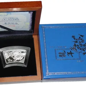 China 10 Yuan 1 Oz Silber Fächermünze Drache 2012 Polierte Platte im Etui Nur Heute