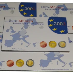 Ausverkauf BRD: 5 x 3,88 Euro Kursmünzensatz 2002 Spiegelglanz