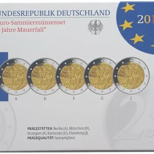 5 x 2 Euro Mauerfall 2019 ADFGJ Spiegelglanz (PP) im Blister aus Deutschland Nur Heute