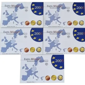 BRD: 5 x 3,88 Euro Kursmünzensatz ADFGJ 2005 Spiegelglanz - Original Blisterverpackung Wochenendangebot
