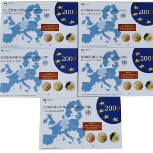 BRD: 5 x 5,88 Euro Kursmünzensatz ADFGJ 2009 Spiegelglanz - Original Blisterverpackung Exklusiv