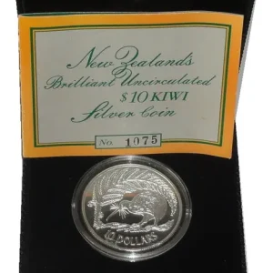 Neuseeland 10 Dollars 1/2 Oz Silber Kiwi 1998 BU im Etui Kostenloser Rückversand