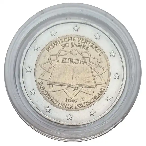 Sonderangebot Deutschland 2 Euro Gedenkmünze - Römische Verträge 2007 D in Münzkapsel