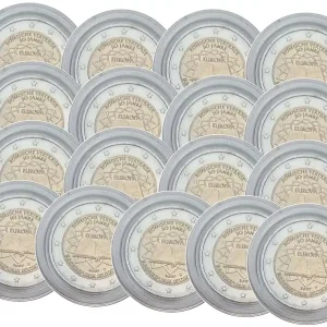 17 x 2 Euro Münzen 50 Jahre Römische Verträge 2007 Komplettsatz in Münzkapseln Markenware