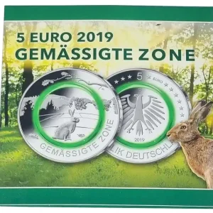 Markenware BRD: 5 x 5 Euro Gemäßigte Zone 2019 ADFGJ Stempelglanz im Blister