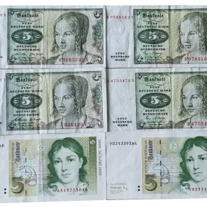 6 x 5 DM Banknoten - Geldscheine Angebot