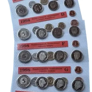BRD 5 x 12,68 DM Kursmünzensatz ADFGJ 1998 - Original Noppenfolie Jetzt Kaufen