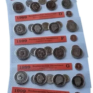 Bestpreis BRD 5 x 12,68 DM Kursmünzensatz ADFGJ 1999 - Original Noppenfolie