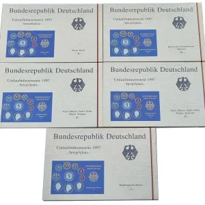 Bestpreis BRD 5 x 12,68 DM Kursmünzensatz ADFGJ 1997 - Spiegelglanz OVP