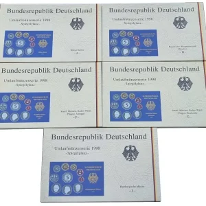 Geld-Zurück-Garantie BRD 5 x 12,68 DM Kursmünzensatz ADFGJ 1998 - Spiegelglanz OVP