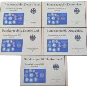 Super-Preis BRD 5 x 12,68 DM Kursmünzensatz ADFGJ 2000 - Spiegelglanz OVP