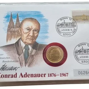 2 DM vergoldet Konrad Adenauer Numisbrief Handgefertigt