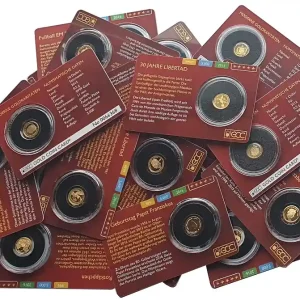 Diverse 0,5 gr Goldmünzen 999,9/1000 Gold in Blisterkarte - Anlagemünzen Echt