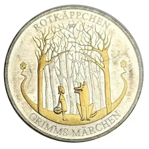 Letzte Chance 20 Euro Silber Rotkäppchen (Grimms Märchen) 2016 Stempelglanz - teilvergoldet