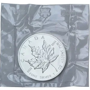Nur Für Kurze Zeit 1 Oz Silber Maple Leaf 1989 Kanada 5 Dollars Anlagemünze - Original Folie verschweist