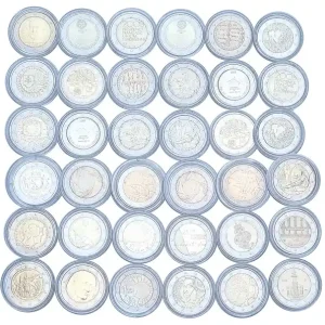 36 x 2 Euro Gedenkmünzen aus diversen Länder in Münzkapseln Highlight