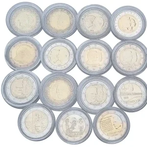 Top-Qualität 15 x 2 Euro Gedenkmünzen aus Luxemburg in Münzkapseln