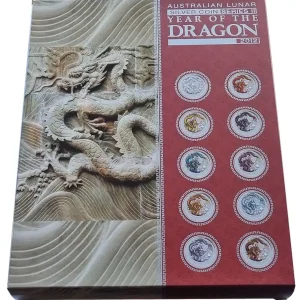 Australien 10 x 1 Oz Silber Drachen Set Farbe 2012 im Etui Highlight