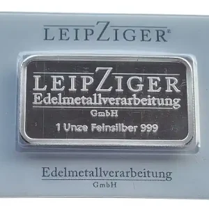1 Oz Silberbarren LEV Leipziger Edelmetallverarbeitung 31,1 gr 999/1000 Feinsilber im Blister Geprüft